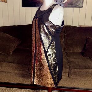 J. Roberts ~ Medium ~ Black, Silver & Gold Sequin Sleeveless Dress ~ New W/ Tags